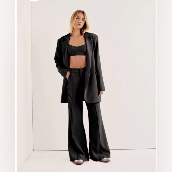 For Love And Lemons Pants - For Love And Lemons Shannon Flared Pant Trouser Black Medium Minimal Clean Girl